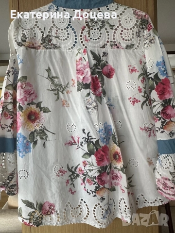 Риза с бродерия на цветя, снимка 3 - Ризи - 51706139