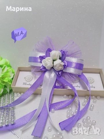 Подвижна украса за шампанско, за чаши, за свещи в лилаво., снимка 12 - Сватбени аксесоари - 52480938