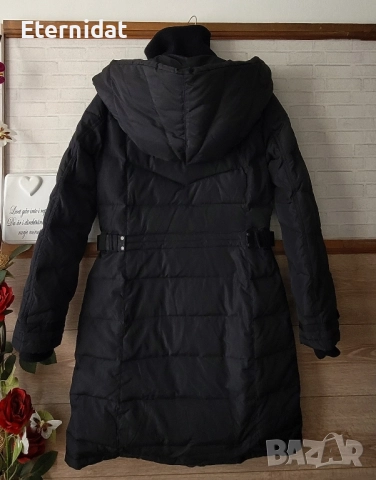 Дълго черно зимно яке с качулка гъши пух , снимка 6 - Якета - 52156603