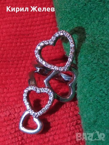 СКЪПОЦЕНЕН СРЕБЪРЕН СЪРЦЕВИДЕН ДИЗАЙНЕРСКИ ПРЪСТЕН СРЕБРО 925 с ЦИРКОНИ 20535, снимка 5 - Пръстени - 32998691