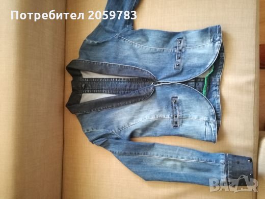 Дамско дънково вталено якенце тип сако на Franko Ferucci, снимка 2 - Сака - 26984504