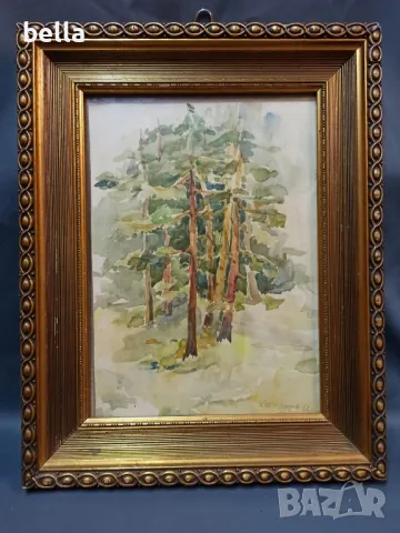 Стар български акварел на художника Тодор Димитров 62 год , снимка 5 - Антикварни и старинни предмети - 48739263