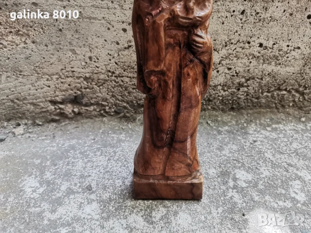 Стара бървена статуетка, снимка 3 - Антикварни и старинни предмети - 51401416