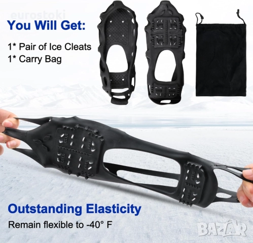 Ледени котки за обувки и ботуши за жени и мъже, за ходене по сняг, лед, противоплъзгащи се, снимка 5 - Спортна екипировка - 52134229