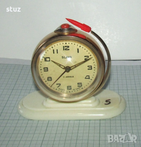 Будилник Слава "Спутник" (No:5), снимка 2 - Антикварни и старинни предмети - 53056233