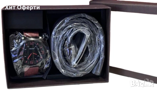 Стилен мъжки комплект - Часовник и колан, снимка 3 - Подаръци за мъже - 53221348