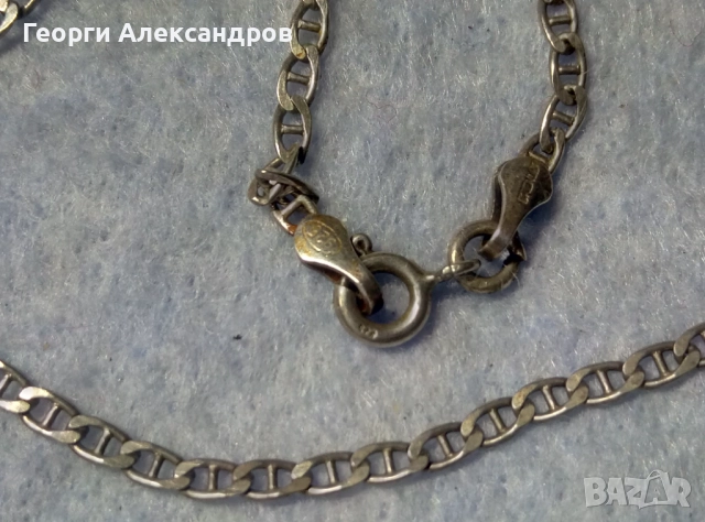 Марков СРЕБЪРЕН ЛАНЕЦ Сребро 925 с БЯЛА ПОЗЛАТА Класическа Плетка. УНИСЕКС модел, снимка 2 - Колиета, медальони, синджири - 52776215