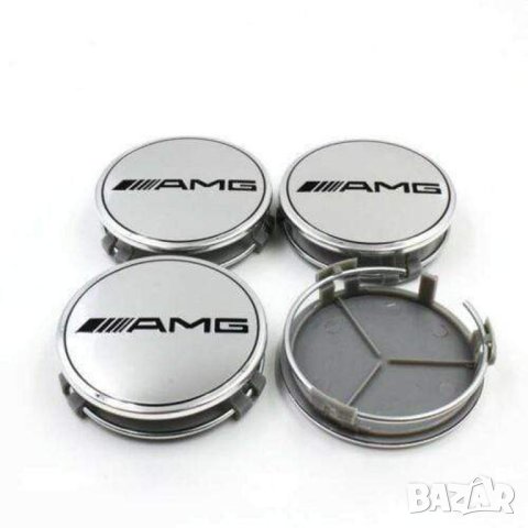 капачки за джанти Мерцедес АМГ AMG 75mm Mercedes метални сиви 4 броя, снимка 3 - Аксесоари и консумативи - 43133272