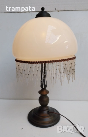 НАЙ ДОБРАТА ОФЕРТА Vintage Настолна Лампа MASSIVE , месинг ,метал, стъкло, маниста.