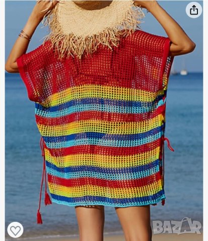 Плетено пончо за плаж 954 универсален размер, снимка 5 - Бански костюми - 42950822