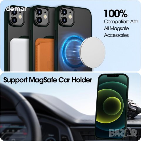 Магнитен калъф WXX за iPhone 12/iPhone 12 Pro, съвместим с MagSafe, 6.1” полупрозрачен зелен, снимка 4 - Калъфи, кейсове - 44104918