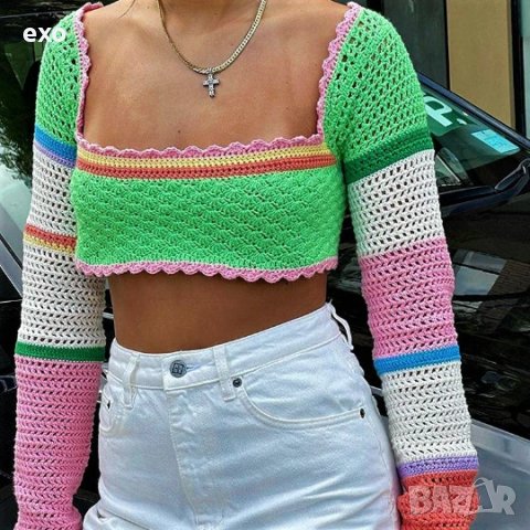 Ефектен пуловер, Къс пуловер, Секси къс топ, снимка 1