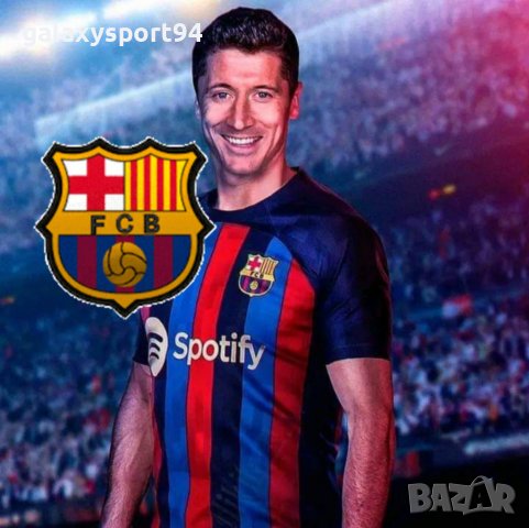 Екип + Калци Левандовски Барселона 2023г Детски Комплект от 5 до 16г LEWANDOWSKI