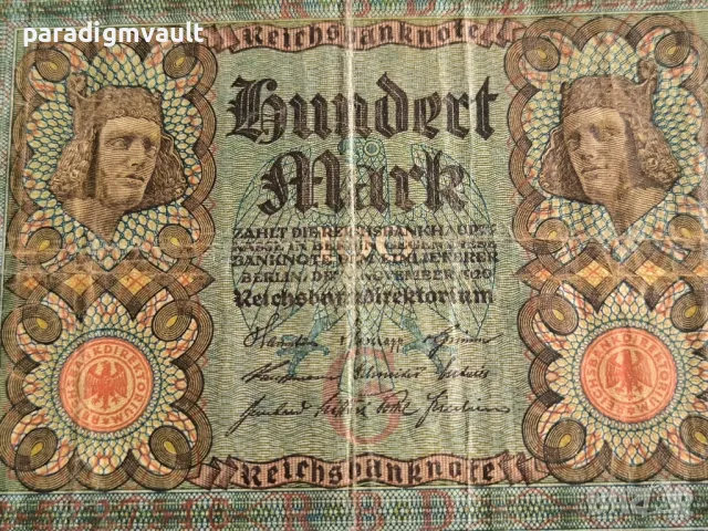 Райх банкнота - Германия - 100 марки | 1920г., снимка 2 - Нумизматика и бонистика - 49782662