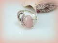 АВТОРСКИ Сребърен пръстен с РОЗОВ КВАРЦ и розови циркони/ размер 59-60, снимка 6