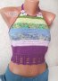 Ръчно плетени дамски потник по райета  лилаво, снимка 1 - Корсети, бюстиета, топове - 33333260
