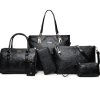 ✨Комплект от 6 броя луксозни дамски чанти /Цвят: Черен