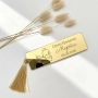 Персонализиран златен книгоразделител за кръщене с име и дата, снимка 3