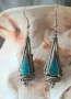 Висящи обеци от Тибет - тюркоаз, лазурит, малахит, снимка 5