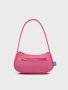Текстилна малка дамска чанта за рамо в розов цвят, снимка 2