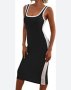 Zara XS/ S- Черна секси рокля от трико с бяла странична лента, снимка 5