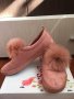 Дамски равни обувки от розов велур с естествен пух