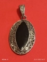 СРЕБРИСТ МЕДАЛЬОН в СТИЛ АРТ ДЕКО с ЧЕРЕН ОНИКС и МАРКАЗИТ 52164, снимка 2